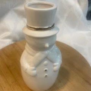 Paula Joerling Snowman Vase White Stoneware Christmas Decor